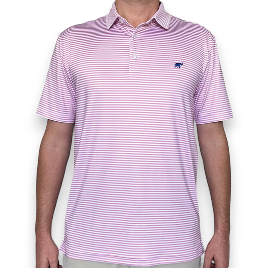 Men's Pink Stripe Performance Polo